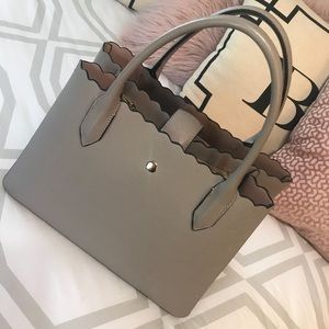 H&M Taupe Scalloped Edge Structured Satchel